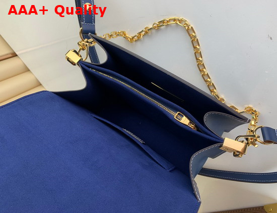 Louis Vuitton Dauphine MM Handbag in Navy Blue Denim Jacquard Textile M59631 Replica