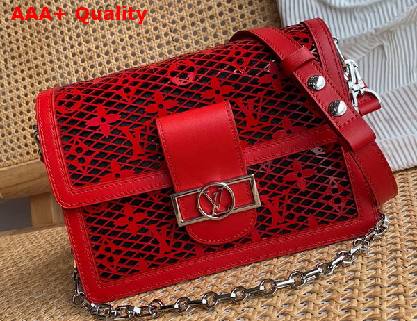 Louis Vuitton Dauphine MM Handbag in Red See Through Signature Leather Replica