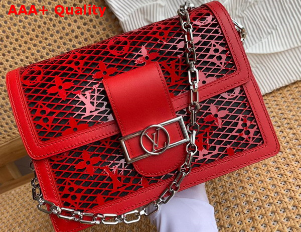 Louis Vuitton Dauphine MM Handbag in Red See Through Signature Leather Replica