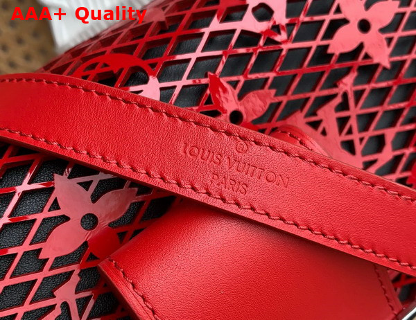 Louis Vuitton Dauphine MM Handbag in Red See Through Signature Leather Replica