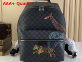 Louis Vuitton Discovery Backpack Damier Graphite Canvas with the Pastel Tones of the Giraffe Elephant and Tiger N45275 Replica