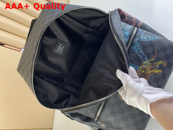 Louis Vuitton Discovery Backpack Damier Graphite Canvas with the Pastel Tones of the Giraffe Elephant and Tiger N45275 Replica