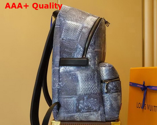 Louis Vuitton Discovery Backpack Ocean Blue Damier Salt Canvas N50060 Replica