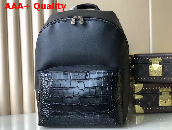 Louis Vuitton Discovery Backpack PM Black Calf Leather and Crocodile Porosus Leather N94122 Replica