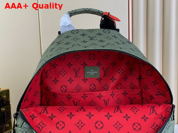 Louis Vuitton Discovery Backpack PM Khaki Green and Vermillion Red Monogram Coated Canvas M46802 Replica