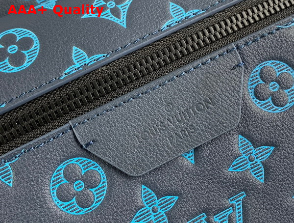 Louis Vuitton Discovery Backpack in Navy River Blue Calf Leather with Embossed Monogram Pattern Replica