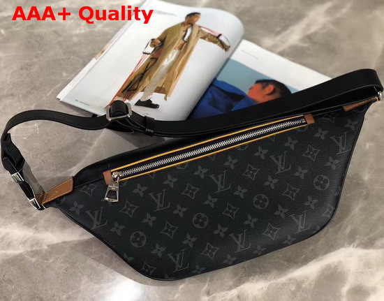 Louis Vuitton Discovery Bumbag in Monogram Eclipse Canvas with an Embossed Leather Patch for the Gaston Labels Collection M45220 Replica