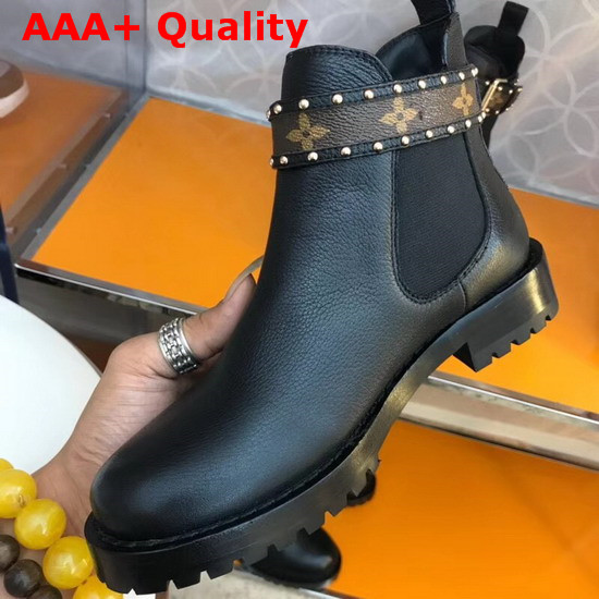 Louis Vuitton Discovery Flat Ankle Boot in Black Grained Calf Leather Replica