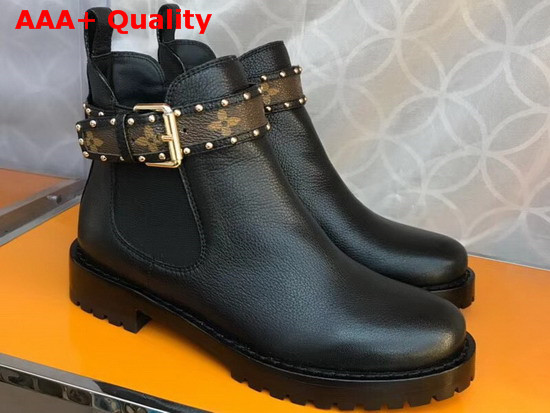 Louis Vuitton Discovery Flat Ankle Boot in Black Grained Calf Leather Replica