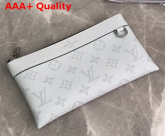 Louis Vuitton Discovery Pochette White Taiga Cowhide Leather and Monogram Coated Canvas Replica