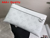 Louis Vuitton Discovery Pochette White Taiga Cowhide Leather and Monogram Coated Canvas Replica