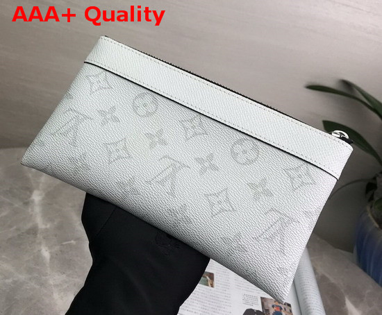 Louis Vuitton Discovery Pochette White Taiga Cowhide Leather and Monogram Coated Canvas Replica