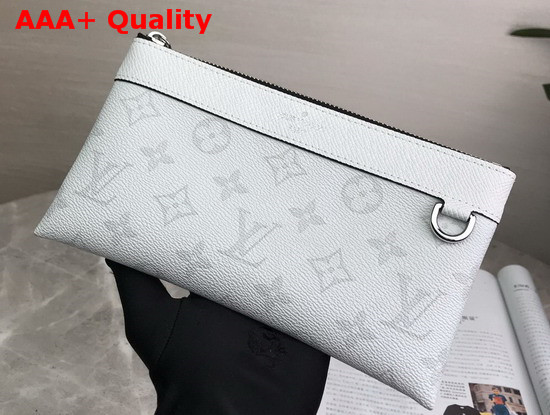 Louis Vuitton Discovery Pochette White Taiga Cowhide Leather and Monogram Coated Canvas Replica