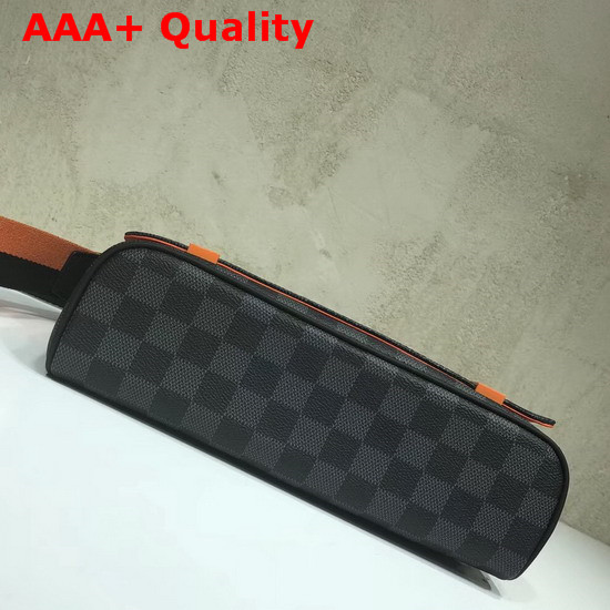 Louis Vuitton District PM Damier Graphite Canvas with Orange Metallic Parts and Bi Color Textile Strap Replica