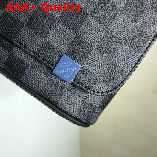 Louis Vuitton District PM Damier Graphite Coated Canvas with Colored Metallic Parts and Bi Color Textile Strap N42420 Replica