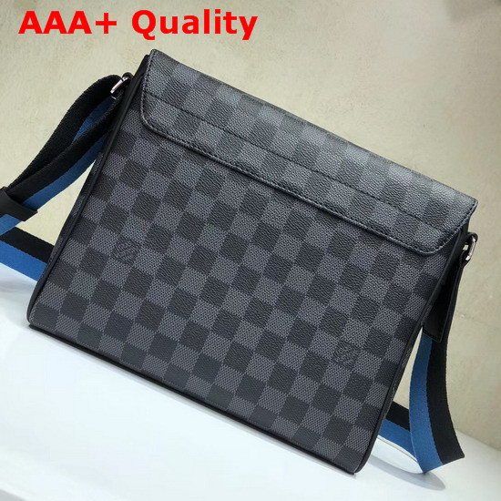 Louis Vuitton District PM Damier Graphite Coated Canvas with Colored Metallic Parts and Bi Color Textile Strap N42420 Replica