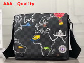 Louis Vuitton District PM Messenger Bag in Damier Graphite Canvas Overprinted with a Map of the World N40238 Replica