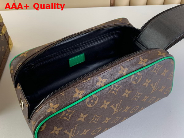 Louis Vuitton Dopp Kit Toilet Pouch Monogram Macassar Coated Canvas and Minty Green Cowhide Leather M46253 Replica