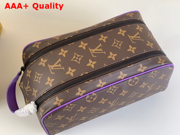 Louis Vuitton Dopp Kit Toilet Pouch Monogram Macassar Coated Canvas and Purple Cowhide Leather Replica