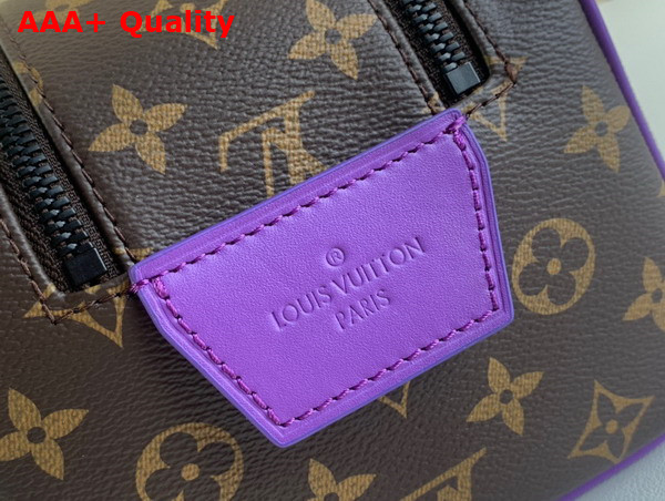 Louis Vuitton Dopp Kit Toilet Pouch Monogram Macassar Coated Canvas and Purple Cowhide Leather Replica