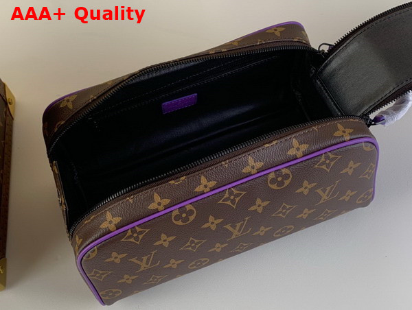 Louis Vuitton Dopp Kit Toilet Pouch Monogram Macassar Coated Canvas and Purple Cowhide Leather Replica