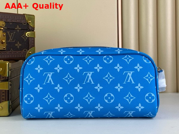 Louis Vuitton Dopp Kit Toilet Pouch in Blue Taiga Cowhide Leather and Monogram Coated Canvas Replica