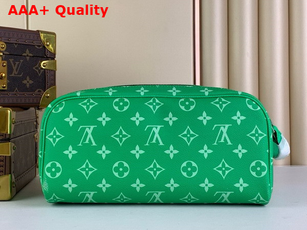 Louis Vuitton Dopp Kit Toilet Pouch in Green Taiga Cowhide Leather and Monogram Coated Canvas Replica