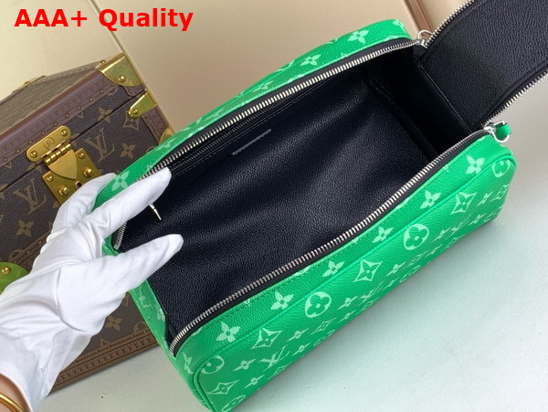 Louis Vuitton Dopp Kit Toilet Pouch in Green Taiga Cowhide Leather and Monogram Coated Canvas Replica