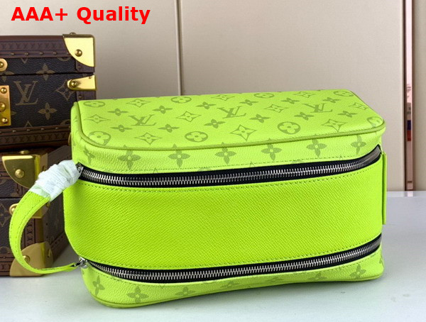 Louis Vuitton Dopp Kit Toilet Pouch in Neon Yellow Monogram Coated Canvas and Taiga Cowhide Leather M10144 Replica