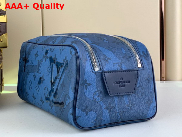 Louis Vuitton Dopp Kit Toiletry Bag in Abyss Blue Monogram Aquagarden Coated Canvas Replica