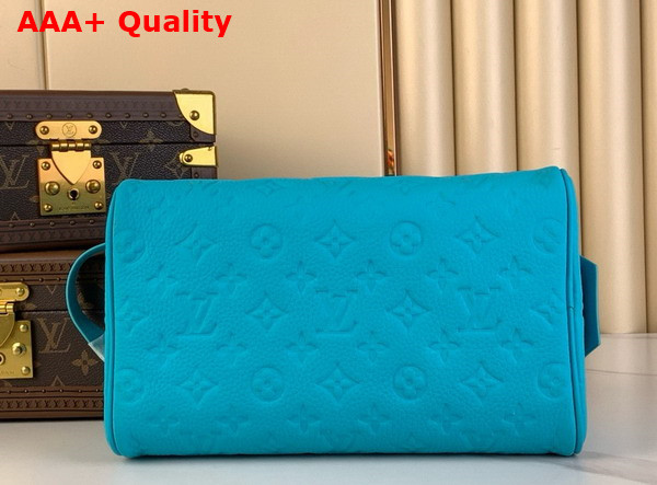 Louis Vuitton Dopp Kit in Turquoise Taurillon Monogram Embossed Cowhide Leather Replica