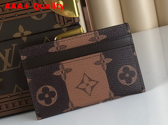 Louis Vuitton Double Card Holder Monogram Stripes Brown Canvas Nigo x Louis Vuitton Capsule Collection M81006 Replica