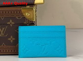 Louis Vuitton Double Card Holder in Turquoise Taurillon Monogram Embossed Cowhide Leather Replica