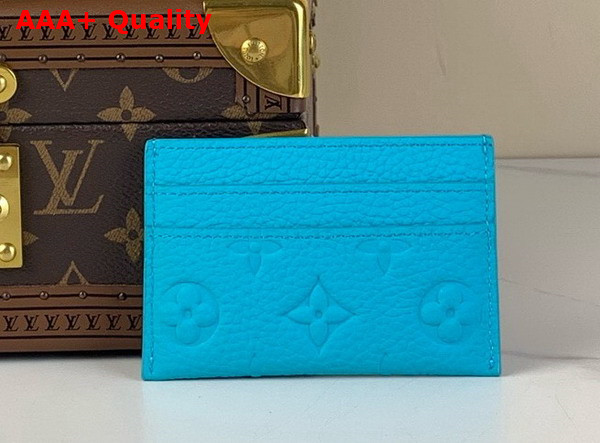 Louis Vuitton Double Card Holder in Turquoise Taurillon Monogram Embossed Cowhide Leather Replica