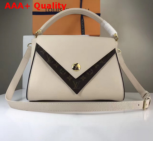 Louis Vuitton Double V Beige Small Grained Calf Leather and Monogram Canvas Flap M54438 Replica