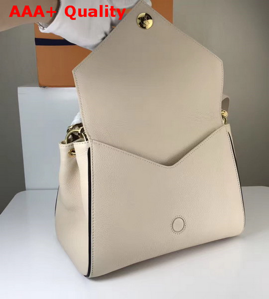 Louis Vuitton Double V Beige Small Grained Calf Leather and Monogram Canvas Flap M54438 Replica