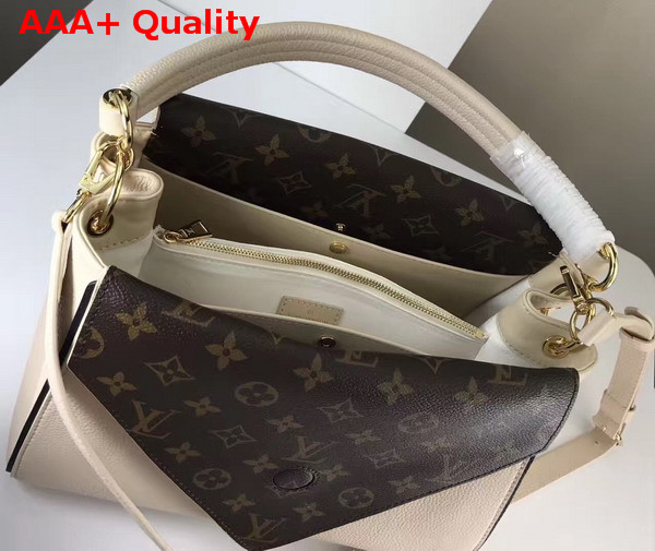 Louis Vuitton Double V Beige Small Grained Calf Leather and Monogram Canvas Flap M54438 Replica