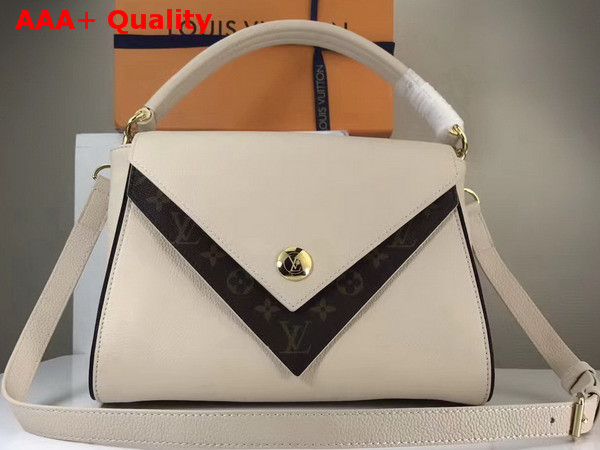 Louis Vuitton Double V Beige Small Grained Calf Leather and Monogram Canvas Flap M54438 Replica