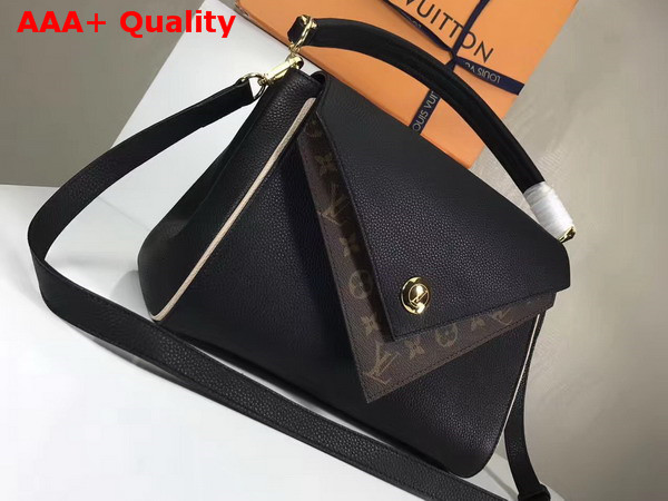 Louis Vuitton Double V Black Small Grained Calf Leather and Monogram Canvas Flap M54439 Replica