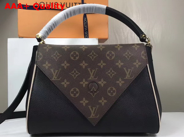 Louis Vuitton Double V Black Small Grained Calf Leather and Monogram Canvas Flap M54439 Replica