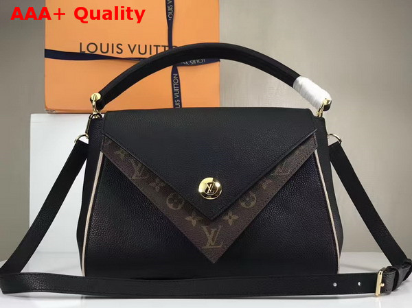 Louis Vuitton Double V Black Small Grained Calf Leather and Monogram Canvas Flap M54439 Replica