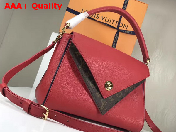 Louis Vuitton Double V Red Small Grained Calf Leather and Monogram Canvas Flap M54624 Replica