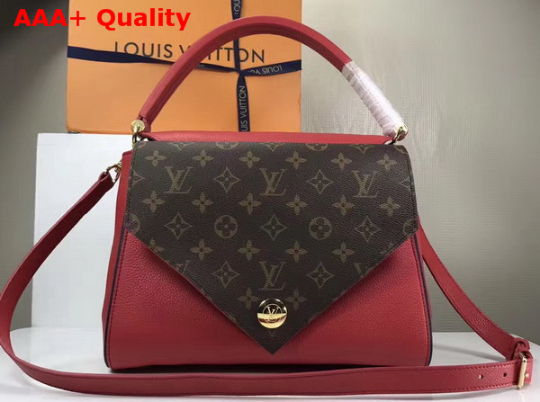 Louis Vuitton Double V Red Small Grained Calf Leather and Monogram Canvas Flap M54624 Replica