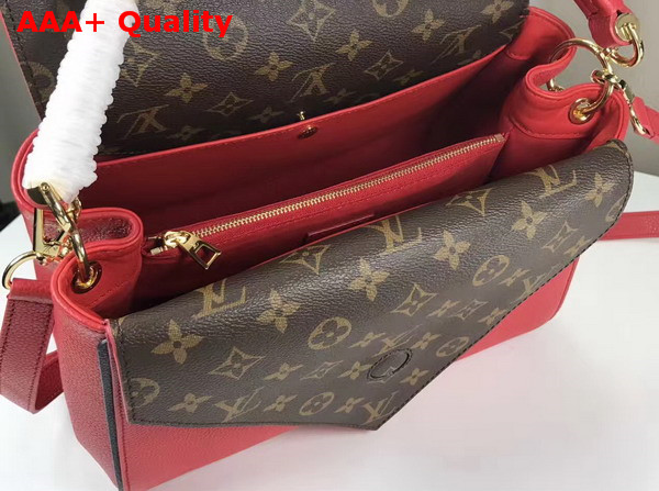 Louis Vuitton Double V Red Small Grained Calf Leather and Monogram Canvas Flap M54624 Replica