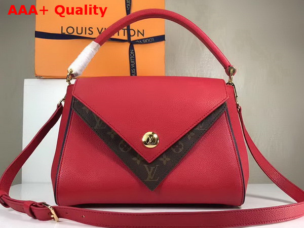 Louis Vuitton Double V Red Small Grained Calf Leather and Monogram Canvas Flap M54624 Replica