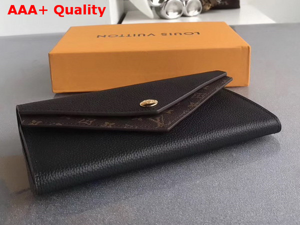 Louis Vuitton Double V Wallet Noir Grained Calf Leather with Iconic Monogram Canvas M64319 Replica