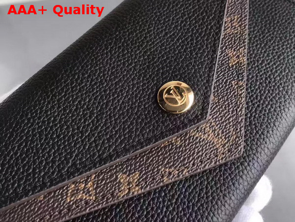 Louis Vuitton Double V Wallet Noir Grained Calf Leather with Iconic Monogram Canvas M64319 Replica