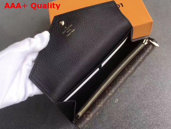 Louis Vuitton Double V Wallet Noir Grained Calf Leather with Iconic Monogram Canvas M64319 Replica