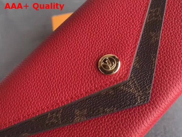 Louis Vuitton Double V Wallet Rubis Grained Calf Leather with Iconic Monogram Canvas M64317 Replica