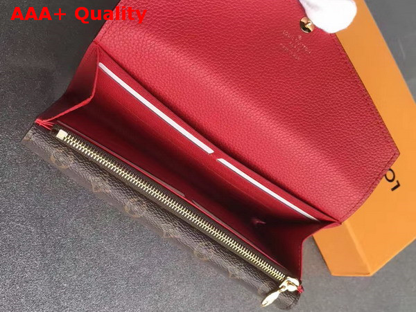 Louis Vuitton Double V Wallet Rubis Grained Calf Leather with Iconic Monogram Canvas M64317 Replica